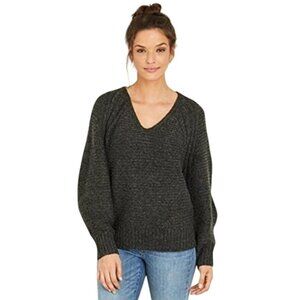 Universal Thread Womens Med Charcoal Gray V-Neck Knit Sweater Soft Cozy Warm